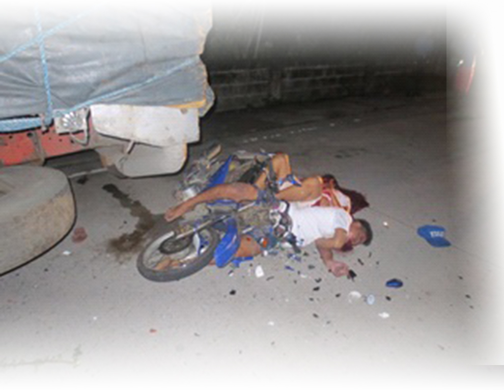 Moncada riders bumps rear of parked truck